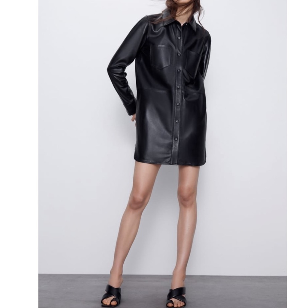 Zara black leather dress with tags never worn
